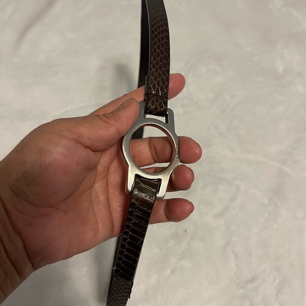 Nine West Genuine Snake Simulated Leather Lining Women belt Medium Brawn